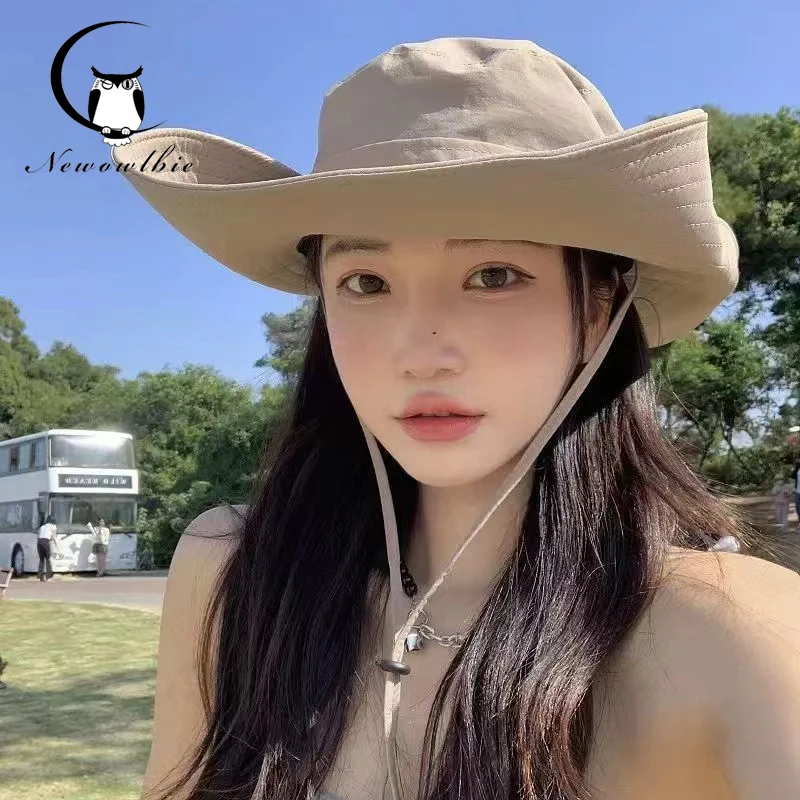 

Summer Women's and Men's Outdoor Sun Protection and Sunshade Hat Travel Hat Adjustable Chin Strap Fisherman Hat
