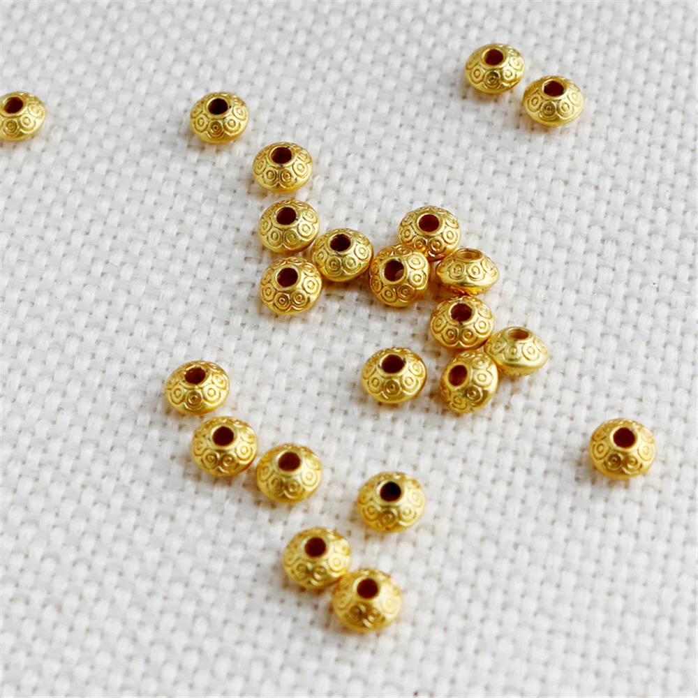 

18k matte gold antique gold vintage pattern abacus beads spacer beads flying disc 5mm bracelet necklace diy jewelry accessories