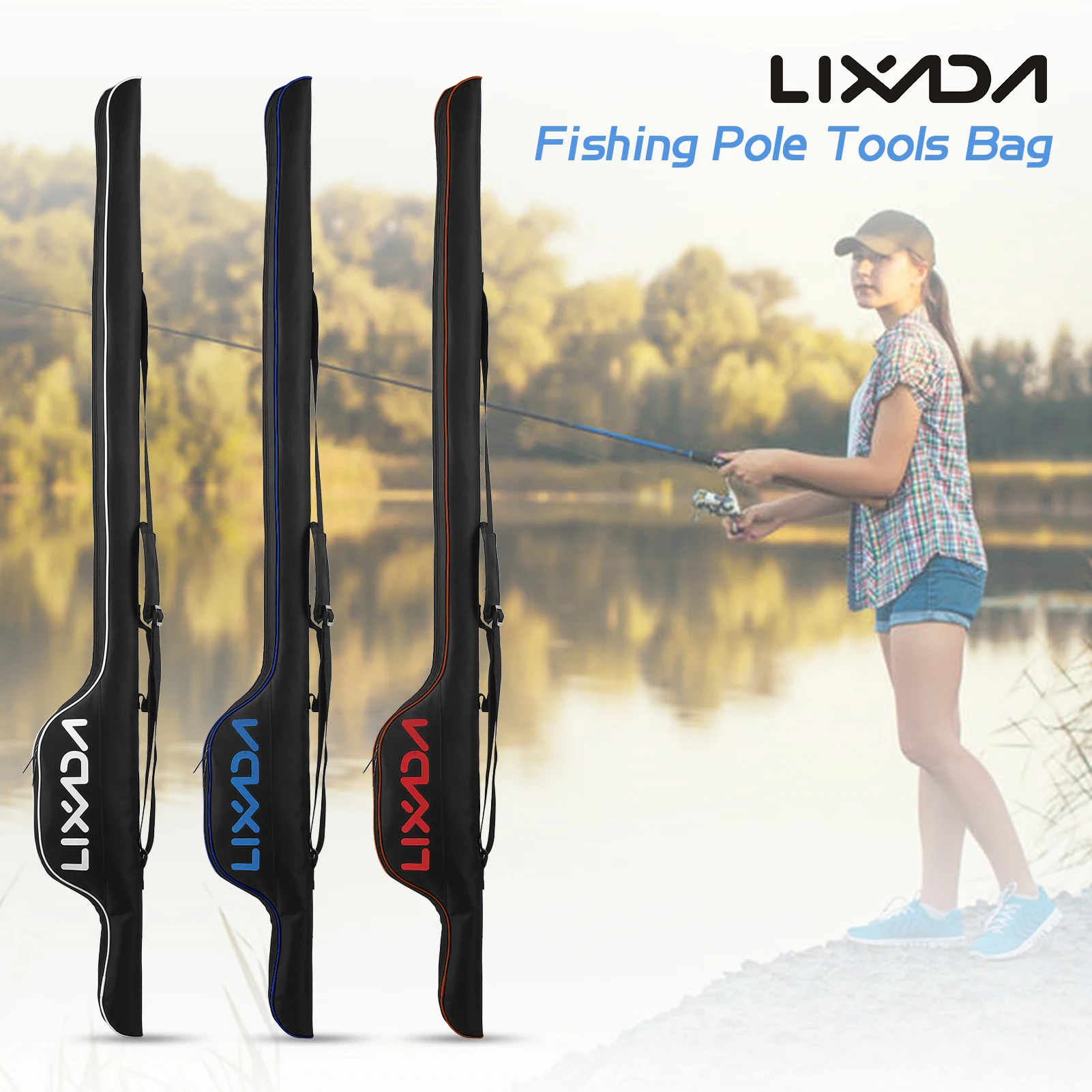 

Lixada Fishing Pole Bag Portable Fishing Rod Case Folding Fishing Pole Holder Large Capacity Rod Tackle Organizer Storage Bag