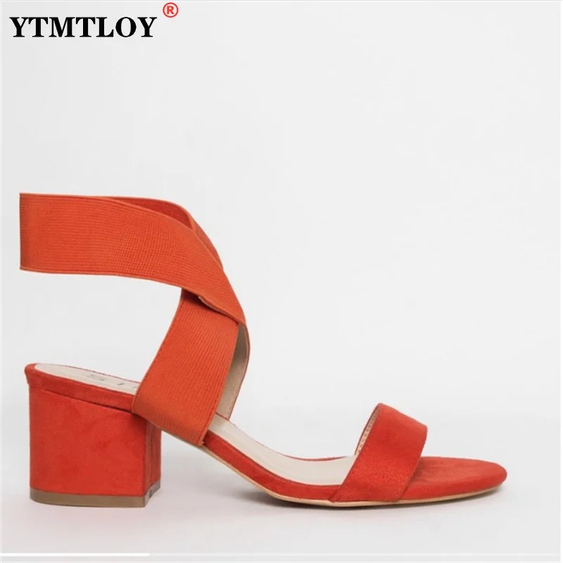 

Luxury Brand Design Summer Rivet High Heels Women's Thick Heel Sandals Mid-heel Sexy Open Toe With PVC Buckle Strap Square Heel