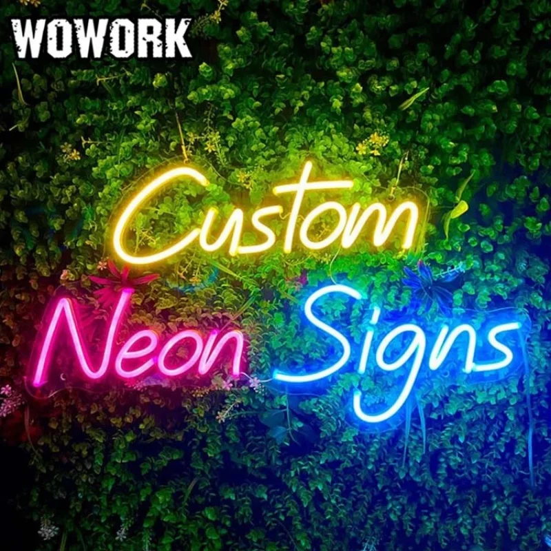 

2023 WOWORK Electronic Waterproof Led Flex Custom Neon Sign neon strip light with Acrylic Perspex Board Backing for Wedding Sign