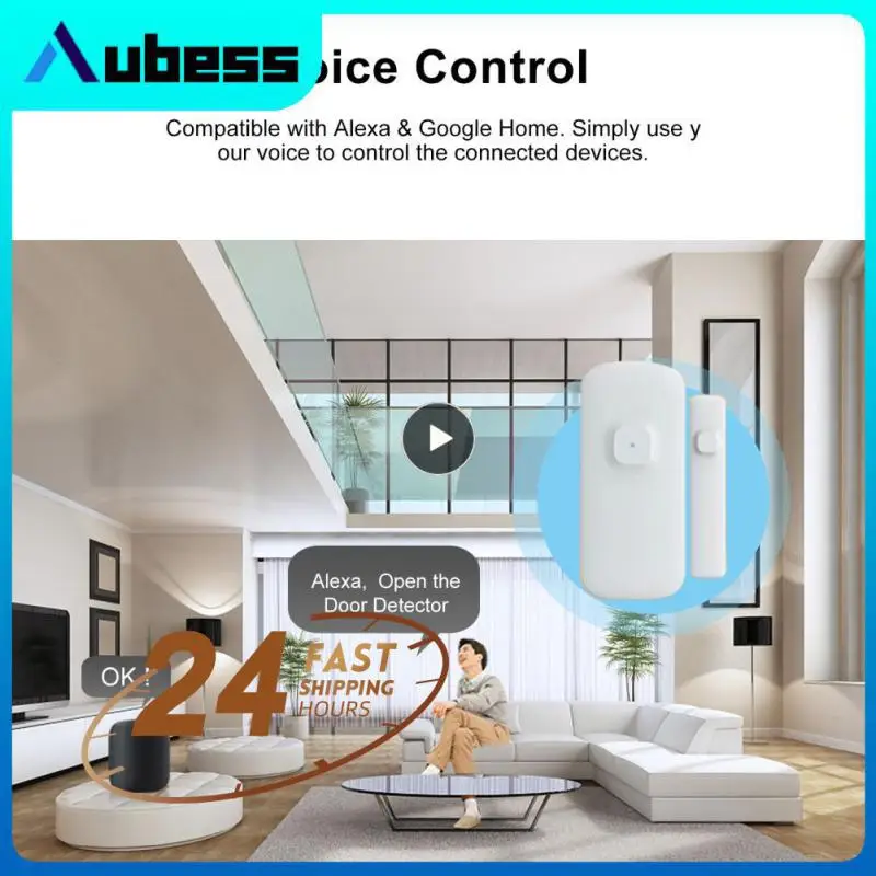 

Датчик открытия и закрытия дверей, перезаряжаемый беспроводной сенсор для умного дома, с сигнализацией, Wi-Fi, магнитный сенсор для двери с Alexa Google Home, Ifttt
