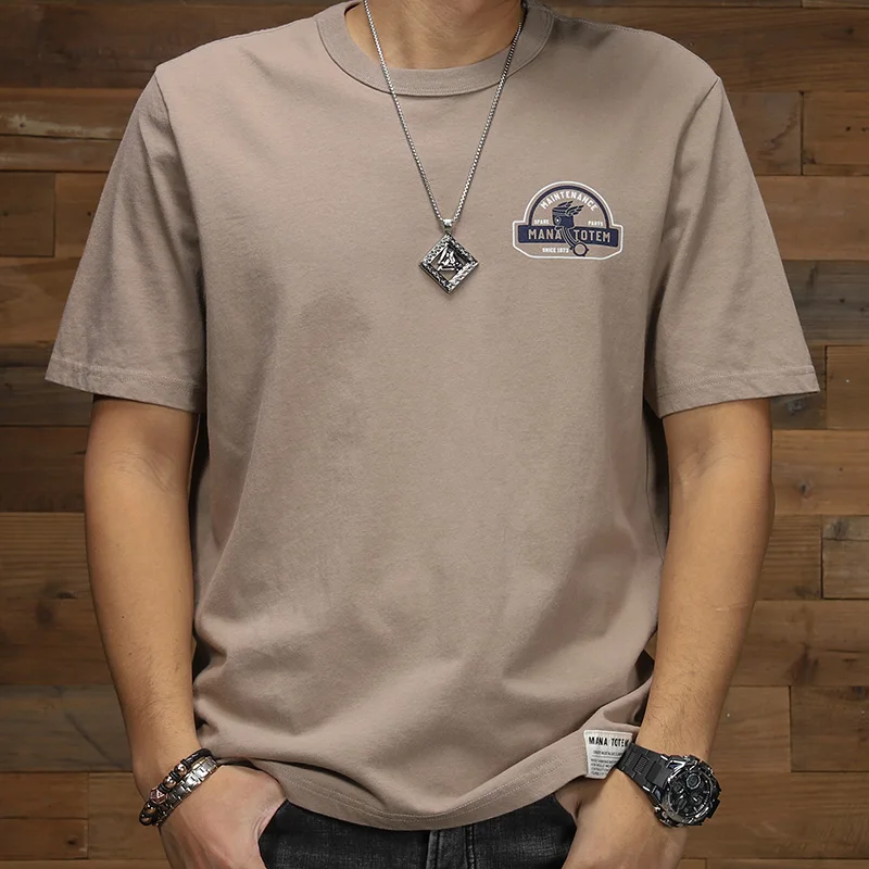 

Men's short sleeve T-shirt crewneck pure cotton simple printed tide brand casual leggings T-shirt clothing trend men