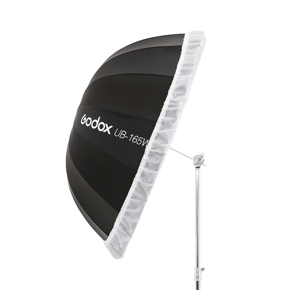 Фото Зонт-рефлектор Godox UB-165W, 65 дюймов (165 см), параболический, черно-белый, для студийного освещения, с диффузорной тканью №5