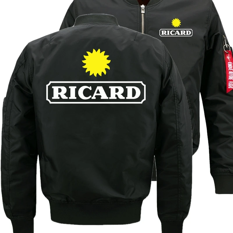 

2022 New RICARD Logo Printed Customizable Solid Color Men Zipper Jacket Cardigan Top Fashion Man Flight Suit Jackets Sportswear