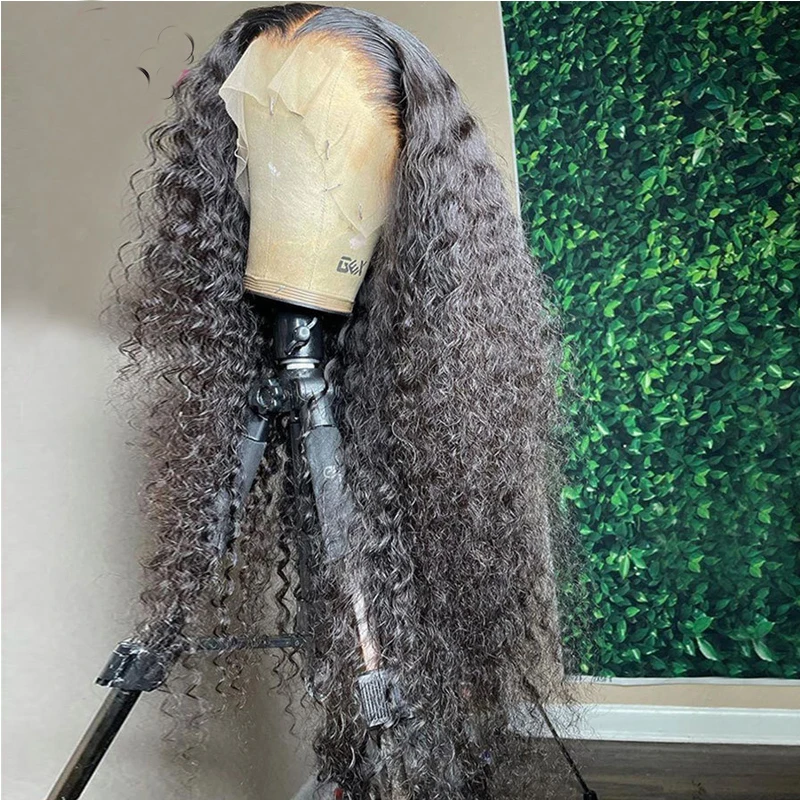 

180%Density 26Inch Natural Black Long Kinky Curly Soft Free Part Lace Front Wig For Women With Baby Hair Daily Wigs Free Part