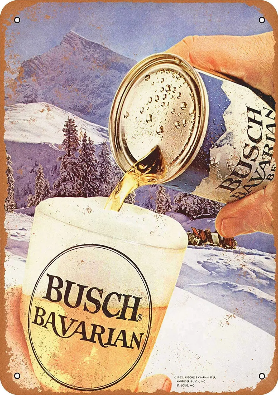 

8 x 12 Tin Metal Sign - Vintage Look 1962 Busch Bavarian Beer Bar Cafe Home Wall Art Deco