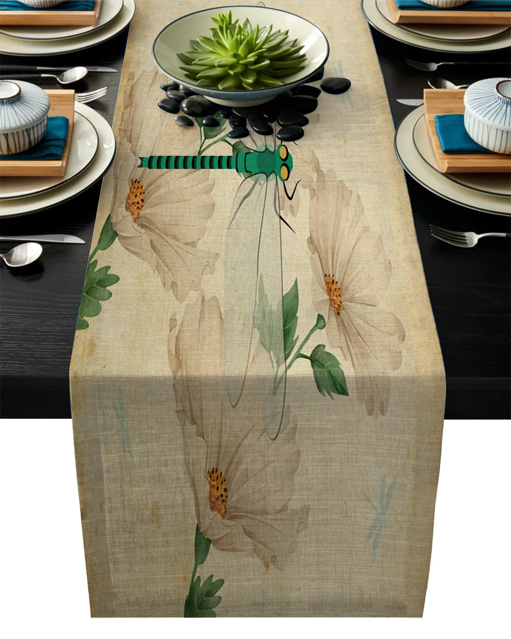 

Весенняя коричневая скатерть в стиле ретро со стрекозой и цветами, Настольная Декоративная скатерть для домашней столовой, Скатерть для св...
