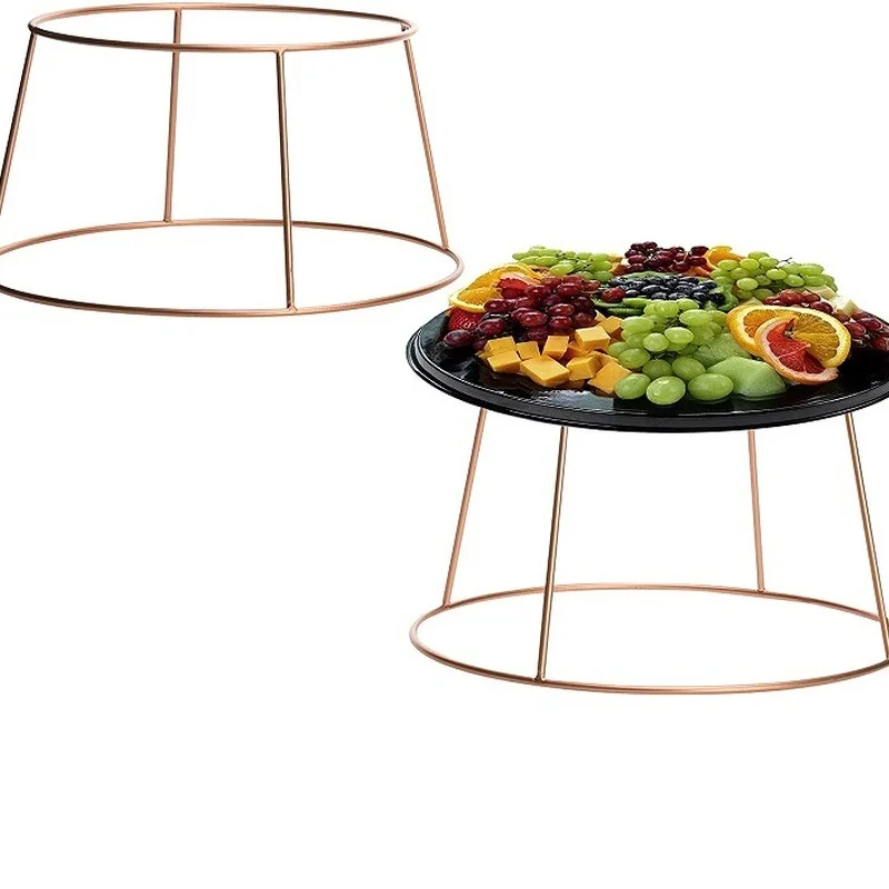 Set of 2 modern gold wire pizza tray risers