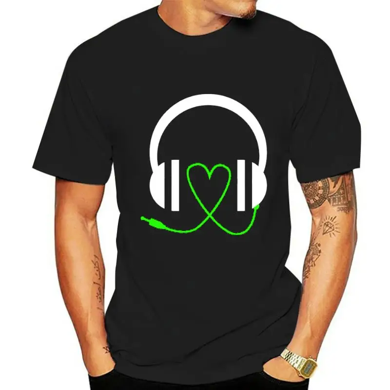 

LOVE MUSIC PRINTED T SHIRT MENS GRAPHIC HEADPHONES TEE CLUB RAVE DANCE HEART TOP