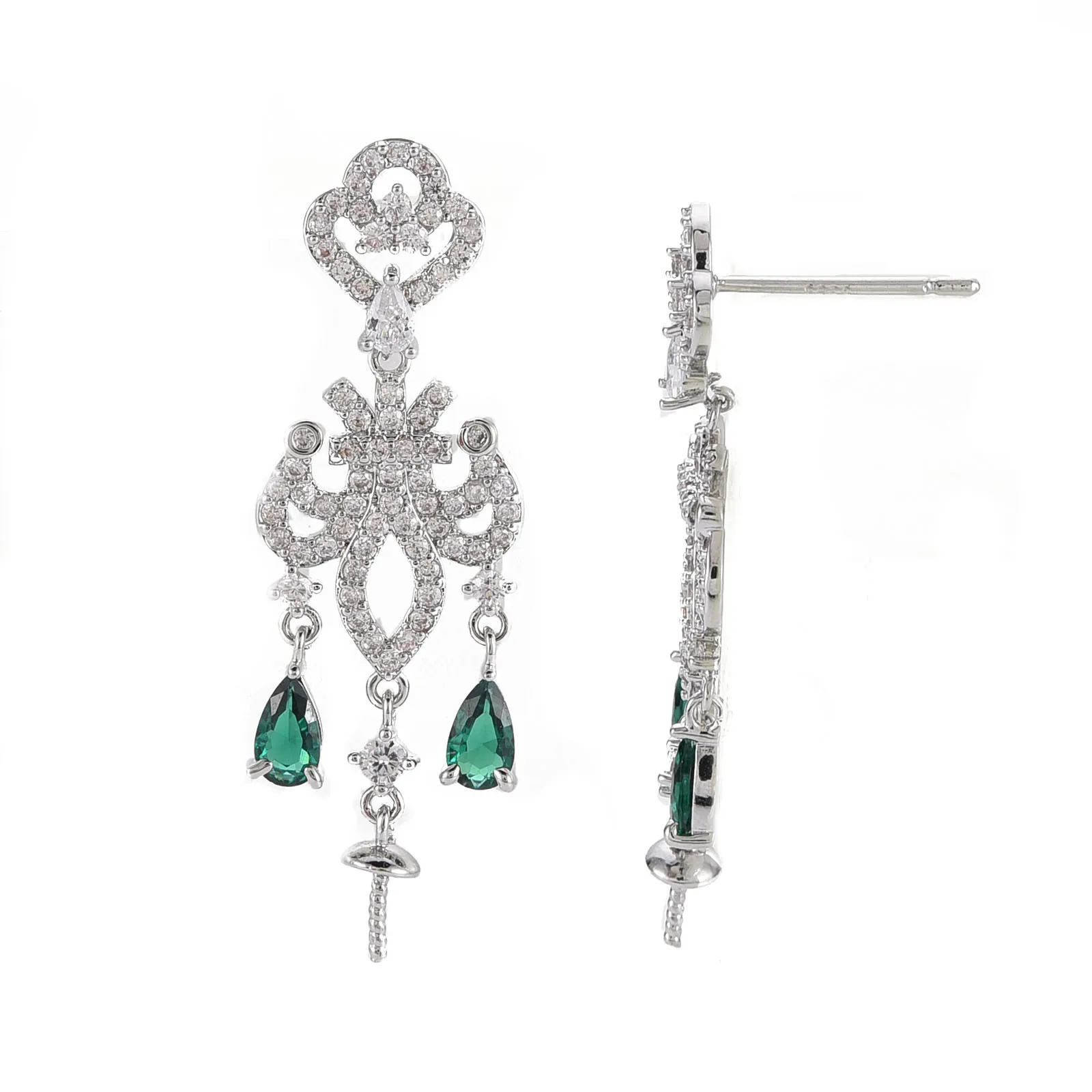 10 шт. латунные серьги-гвоздики с фианитом