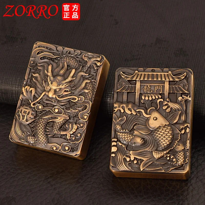

912S Zorro Windproof Kerosene Lighter Thickened Heavy-duty Armor Machine Three-dimensional Relief Pattern Gas Lighter Men's Gift