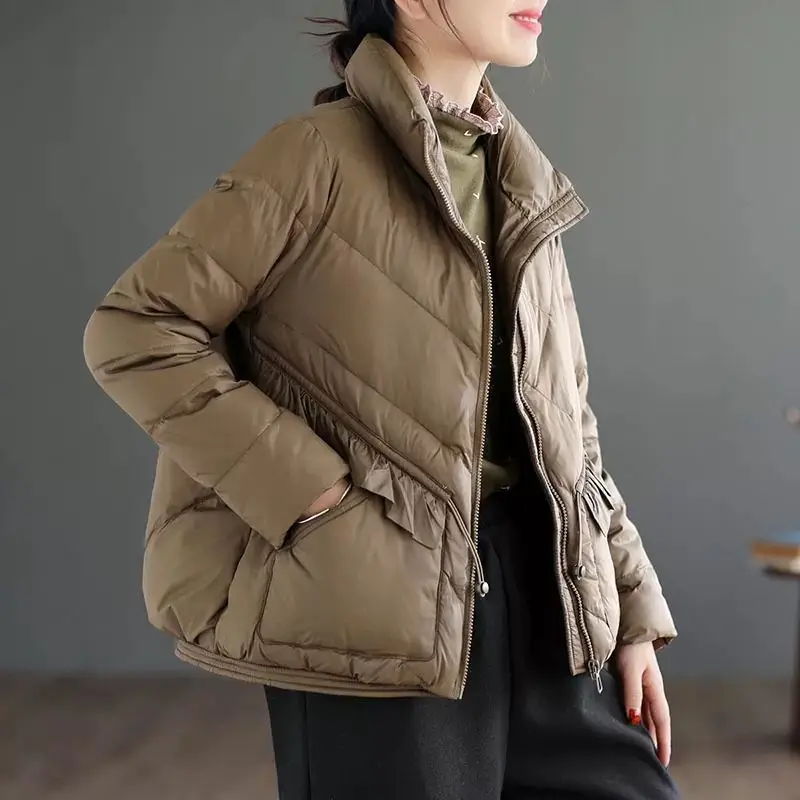 Women White Duck Down Wood Ear Side Down Coats Autumn/Winter New Fashion Fit Keep Warm Jackets Down Clothes Ladies New M35