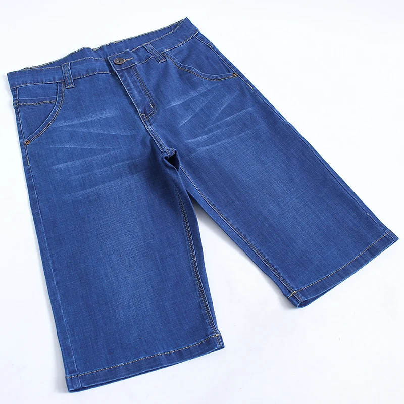 

Джинсы мужские оверсайз, классические короткие штаны, свободного кроя, эластичные, синие, лето 2022