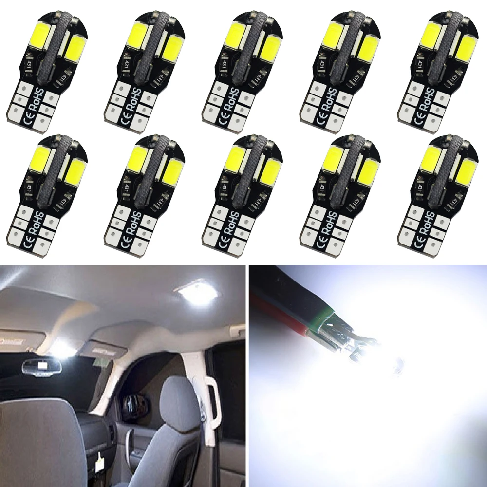 

10pcs Led Car Interior Bulb Canbus Error Free T10T White 5730 8SMD LED Car Side Wedge Light White Lamps Auto Fog Bulb Cars Style