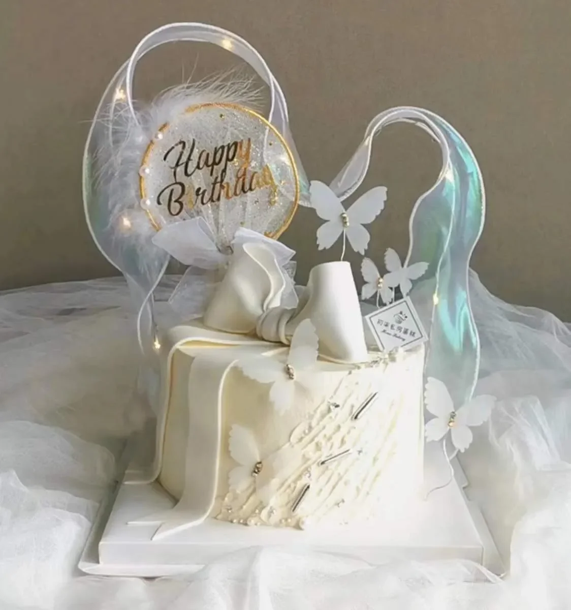

Butterfly Paper Cake Decoration Supplies with Arcylic Happy Birthday Toppers for Baby Shower WeddingBirthdayPartyCakeDecorations