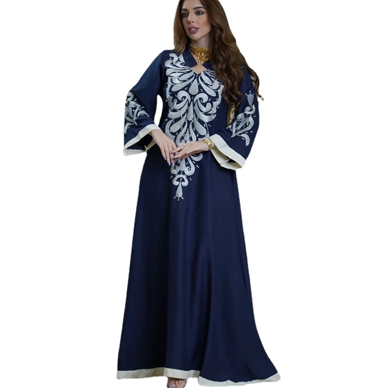 

Robe Muslim Abaya Dubai Embroidered Kebaya Dress Long Sleeve Gowns Moroccan Kaftan Islam Oman Qatar Ladies Dresses