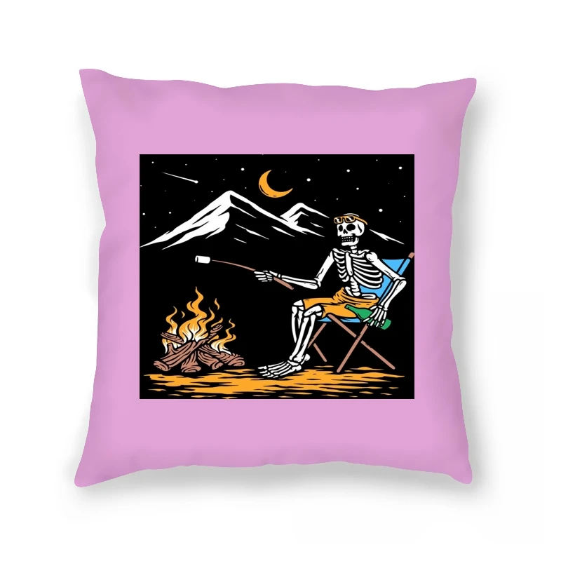 

Chilling Skull Camp Campfire Humor Pillow Case Graphic Print Original Design Quality