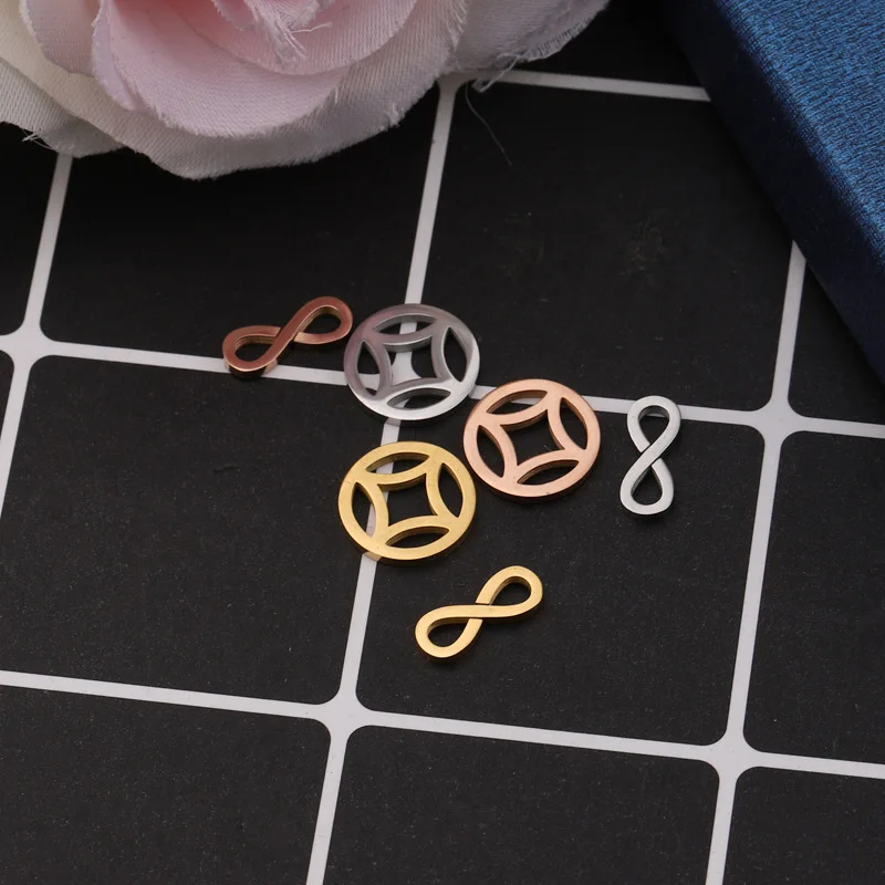 10Pcs Infinity Symbol Charms US Dollar Sign China Copper Coins Shape  Connectors DIY For Jewelry Making Stainless Steel Supplies