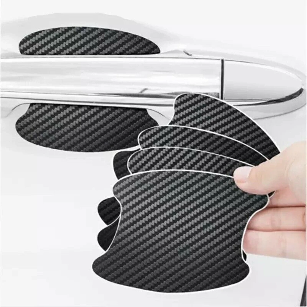 

8Pcs Car Door Handle Film Anti-Scratch Stickers Accessories 3.35"x2.68" Universal Carbon Fiber Vinyl Handle Decor Sticker Trim