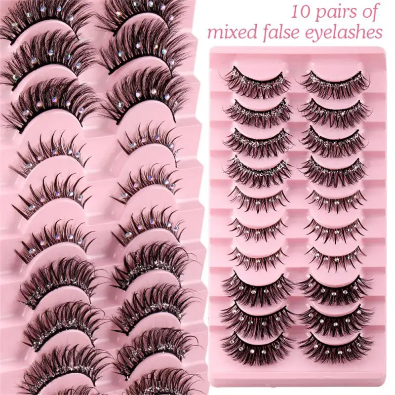 

Tool For Makeup 10 Pairs Of Mixed Packaging Flexibility Easy To Wear Comfort Exquisitely Packaged False Eyelashes Eye Makeup