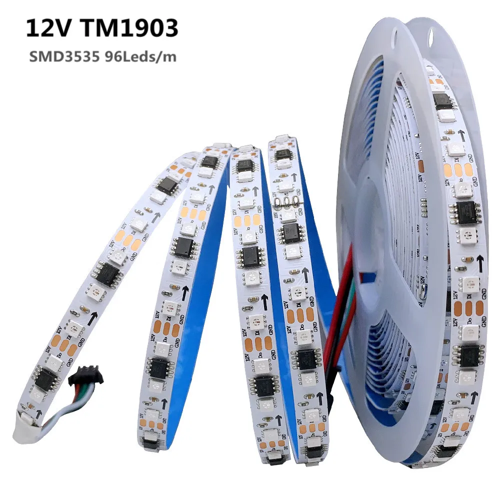 

SMD 3535 Addressable WS2811 (TM1903) Smart Pixel Led Strip 5m DC12V 96leds/m Full Color Digital IC RGB Rainbow Led Light Tape