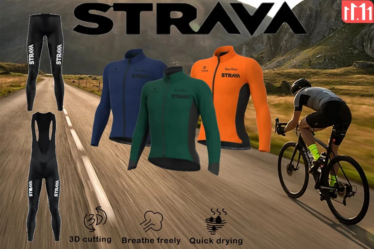 STRAVA Men's Cycling Shirts Mountain Bike Jackets Long Sleeves Christmas Gifts
