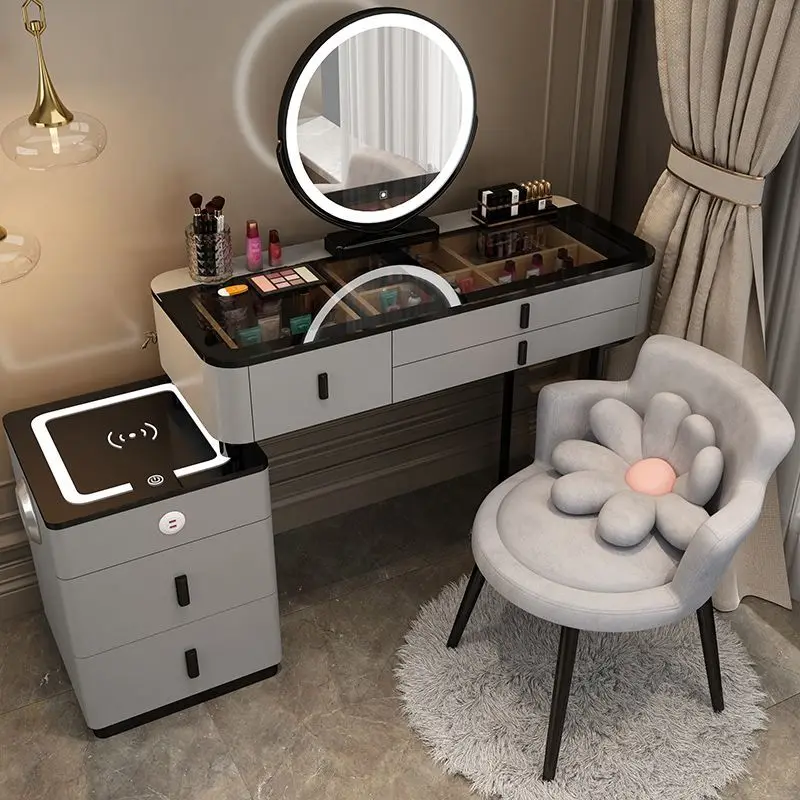 

Smart DresserWireless ChargingLight Luxury Nordic Bedroom Dressing TableModern Simple Multifunctional Solid Wood Table