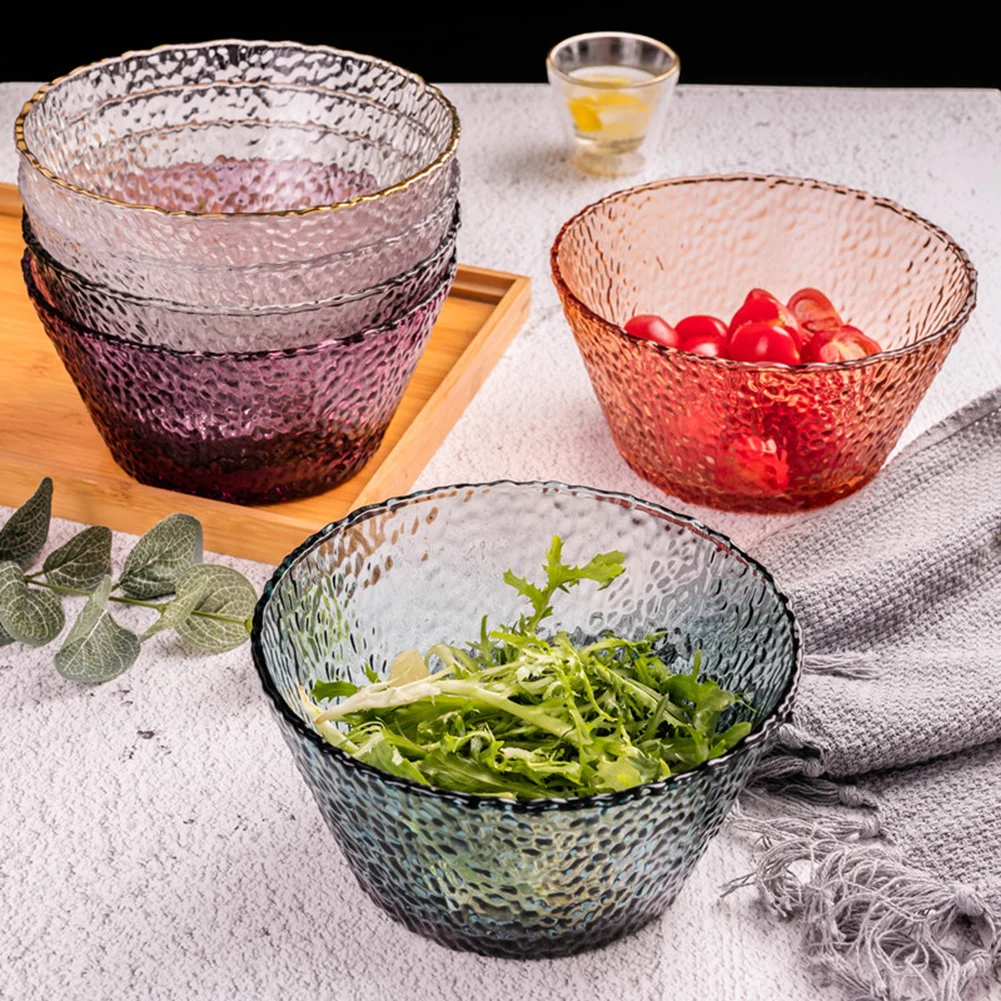 

Стеклянная Салатница Прозрачная с узором молотка японская мода знаменитость особая форма для овощей и фруктов десертная чаша посуда