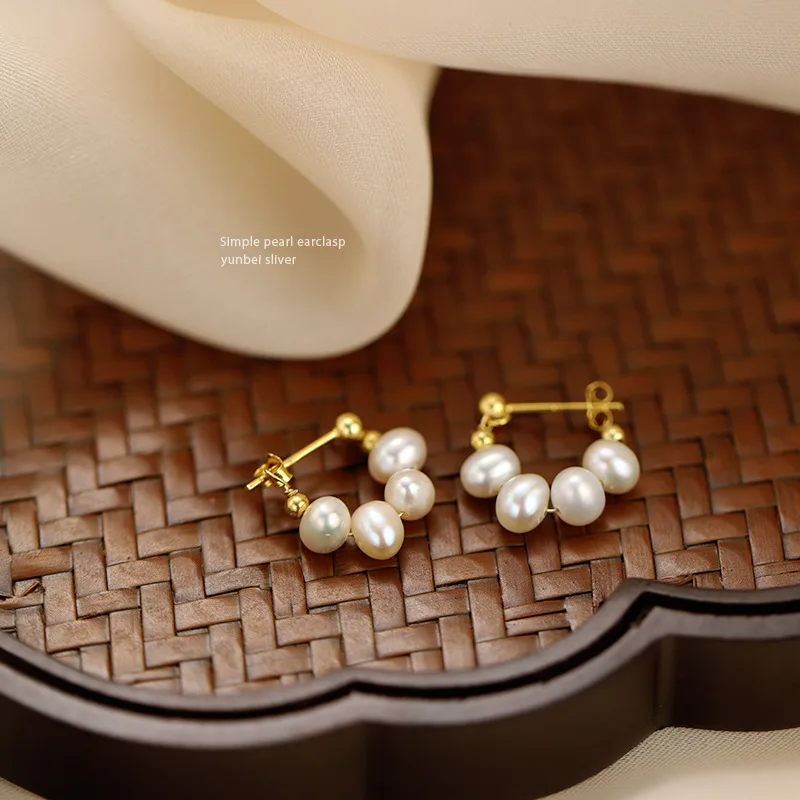 

Женские серьги с пресноводным жемчугом, элегантные серьги-цепочки с золотистыми бусинами, корейская бижутерия, праздничные тренды, 2023