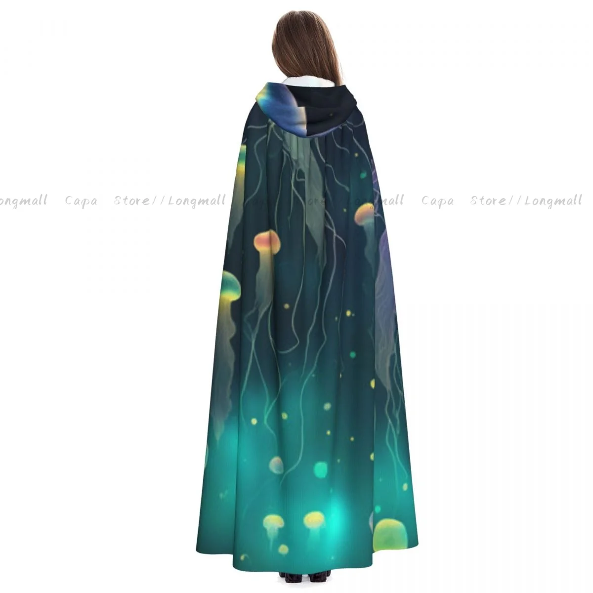 Неоновый красочный плащ в виде медузы с капюшоном карнавальный костюм на