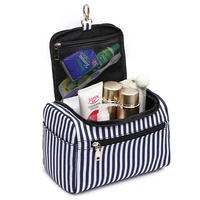 striped travel cosmetic bags for women waterproof toiletry wash beauty organizer box zipper make up handbag storage case pouches