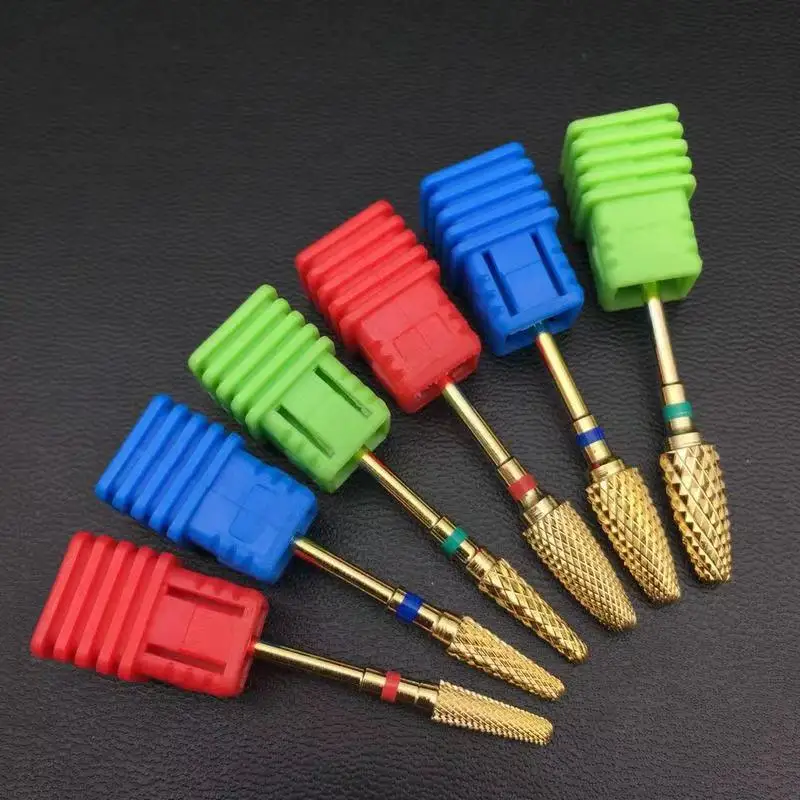 1 Pcs Gold Corn-shaped Carbide Nail Drill Electric Manicure Bit Machine Milling Cutter Rotating Golden Naill Accessories Tools