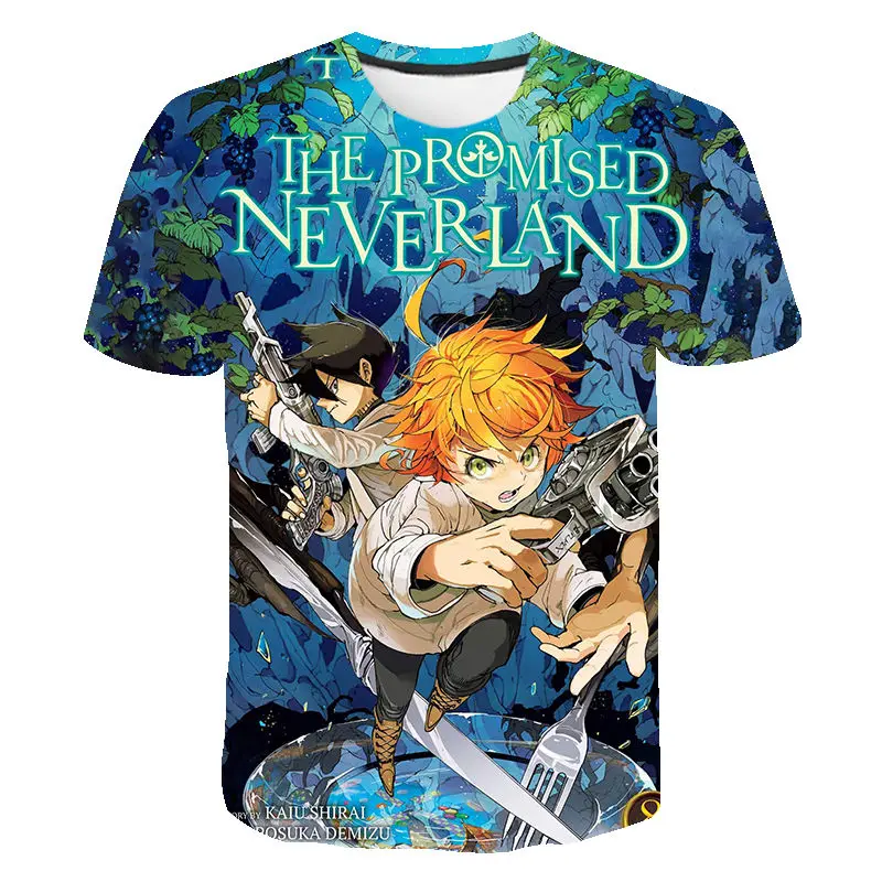 

2022 Summer Hot Sale Anime The Promise Neverland New 3D Fashion Streetwear Shirts Cool Plus Size Short Sleeve Tops