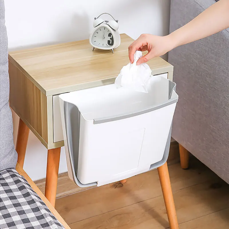 creative home folding trash can hanging cabinet door storage large capacity space saving trash basket kitchen storage box free global shipping