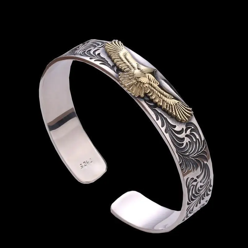 Властный Золотой Орел Узор Регулируемый Браслет Мужской Браслет-манжета Панк