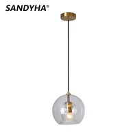 sandyha nordic minimalist pendant light glass ball creative interior chandelier bedroom bedside dining living room hanging lamps
