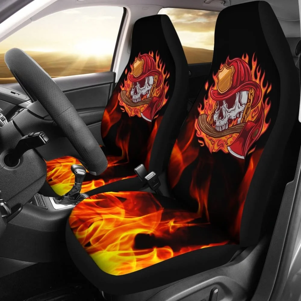 

Fire Skull Car Seat Covers,Pack of 2 Universal Front Seat Protective Cover