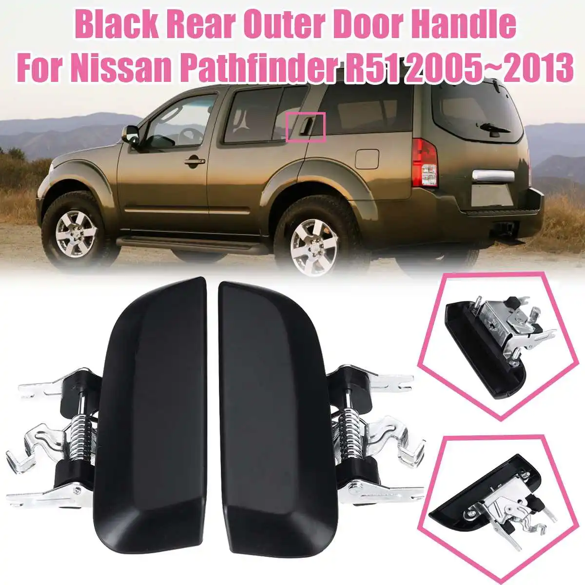 

Black / Chorme Rear Door Outer Handle left / right For Nissan Pathfinder R51 2005 2006 2007 2008 2009 2010 2011 2012 2013