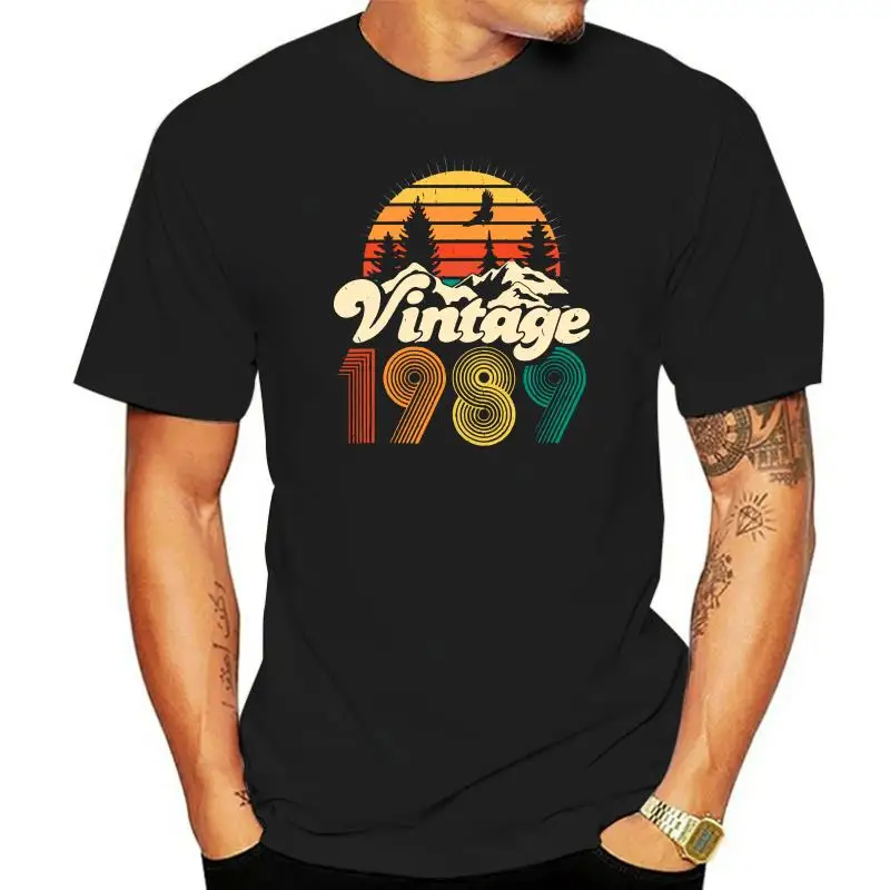 

Мужская винтажная Футболка с принтом, футболка с коротким рукавом для походов, подарок на 30-летие, 1989