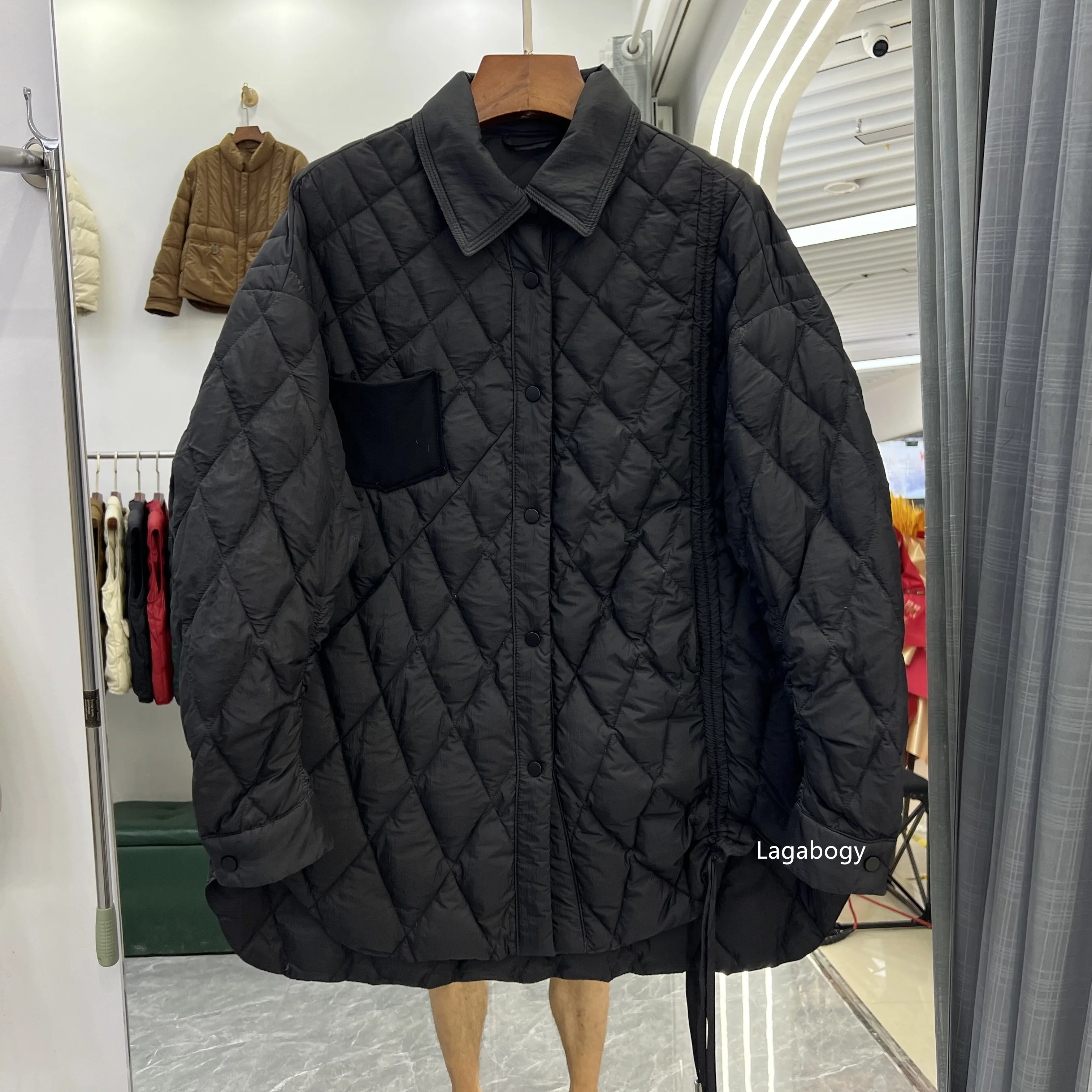 Lagabogy 2023 Осень-Зима Женская ультра тонкая 90% белая куртка на утином пуху