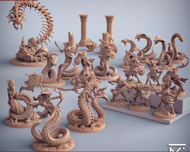 

Настольная игра Krusu Snake Man, питон, волшебный дракон и подземник DND, шахматная модель 8k, 3d-печать