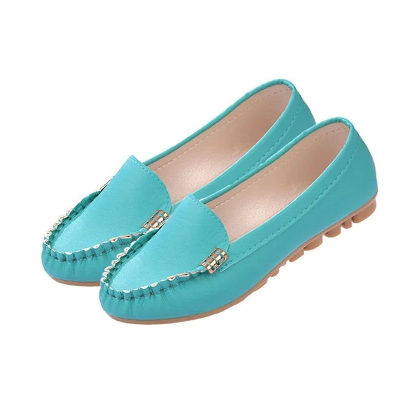 

Hot Selling Solid Color Leather Shallow Mouth Shoes Women Office Workers Flat Shoes Women Nurse Pointed Beanie Shoes Women