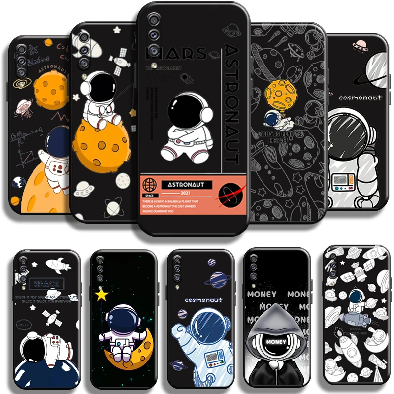 

Cartoon Astronaut For Samsung Galaxy A50 Phone Case Cases Carcasa Shockproof Coque Liquid Silicon TPU Shell Black