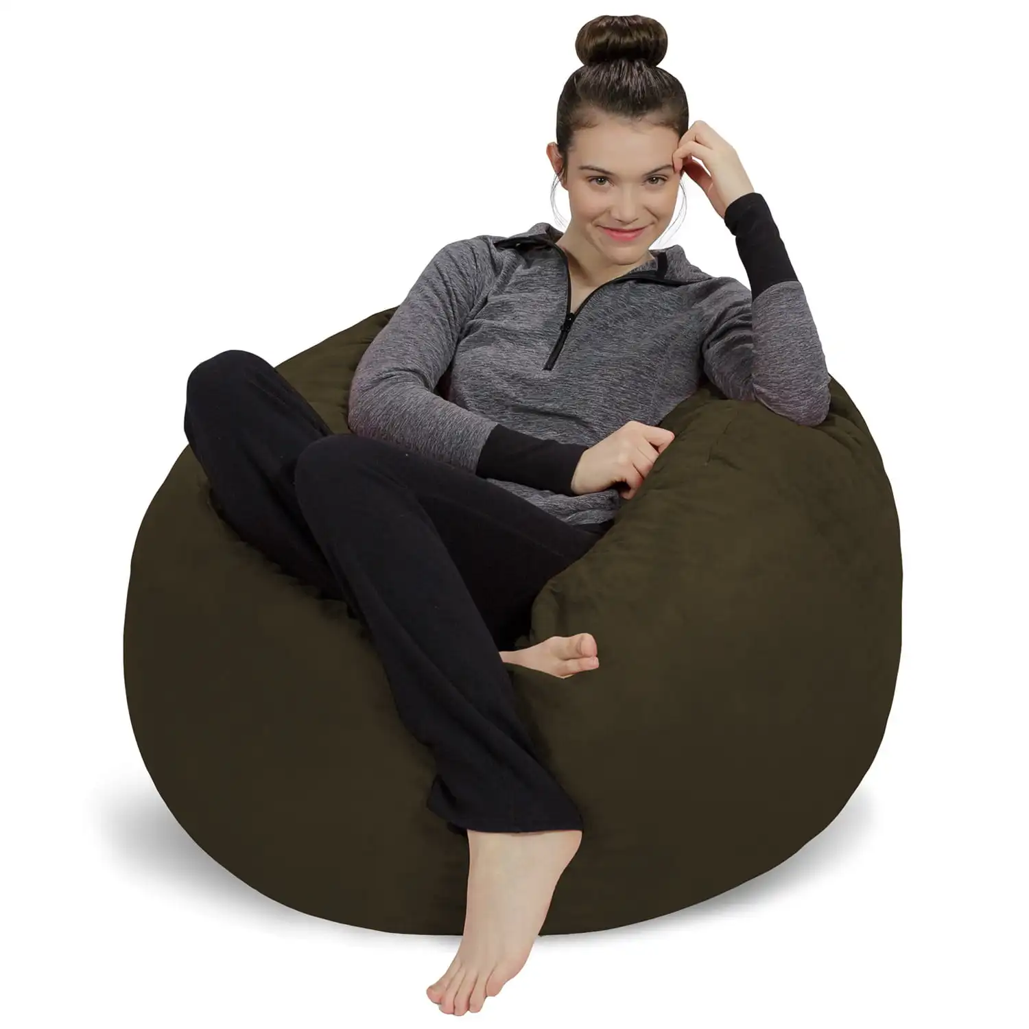 

Sofa Sack Bean Bag Chair, Memory Foam Lounger with Microsuede Cover, Kids, 3 ft, Olive