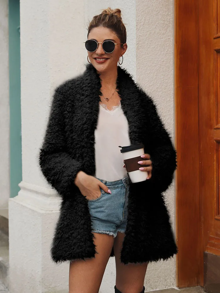 Fake Fox Fur Warm Woman Coat Teddy Jacket 2022 New Europe America Luxury Especially Winter Long Sleeve Covered Button Fashion