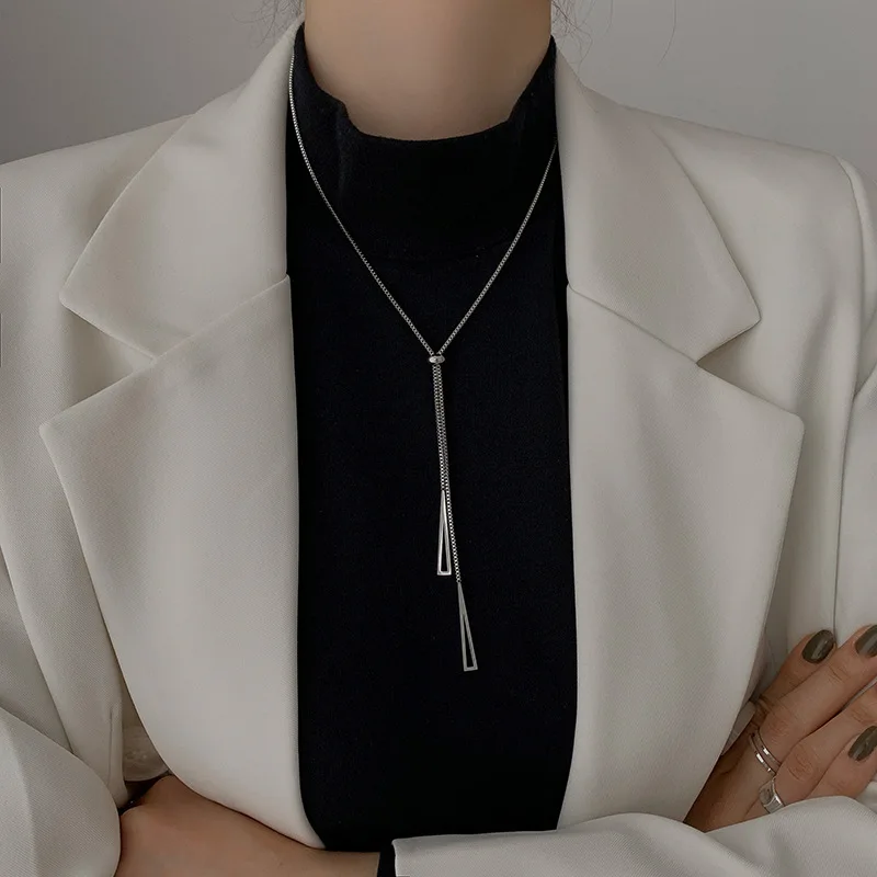 

A Cheap Korean Fashion Titanium Steel Necklace Unisex Adjustable Chain Geometric Triangle Christmasвсе по 1 гривне Jewelry Gift