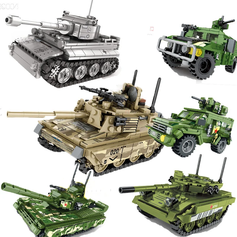 468+pcs Tiger M1A2 Heavy Tank Boy Assembled Military Building Block Tank Model 6-8 Years Old Children's Toy Gift Free Shipping