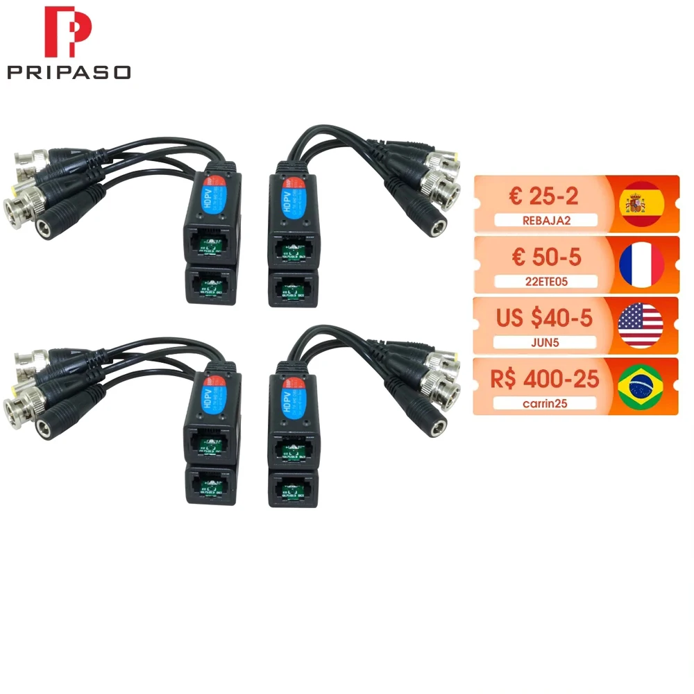 4 пары 8 Мп HD-видео кабель передача стандартный разъем BNC-адаптер RJ45 поддержка HDCVI