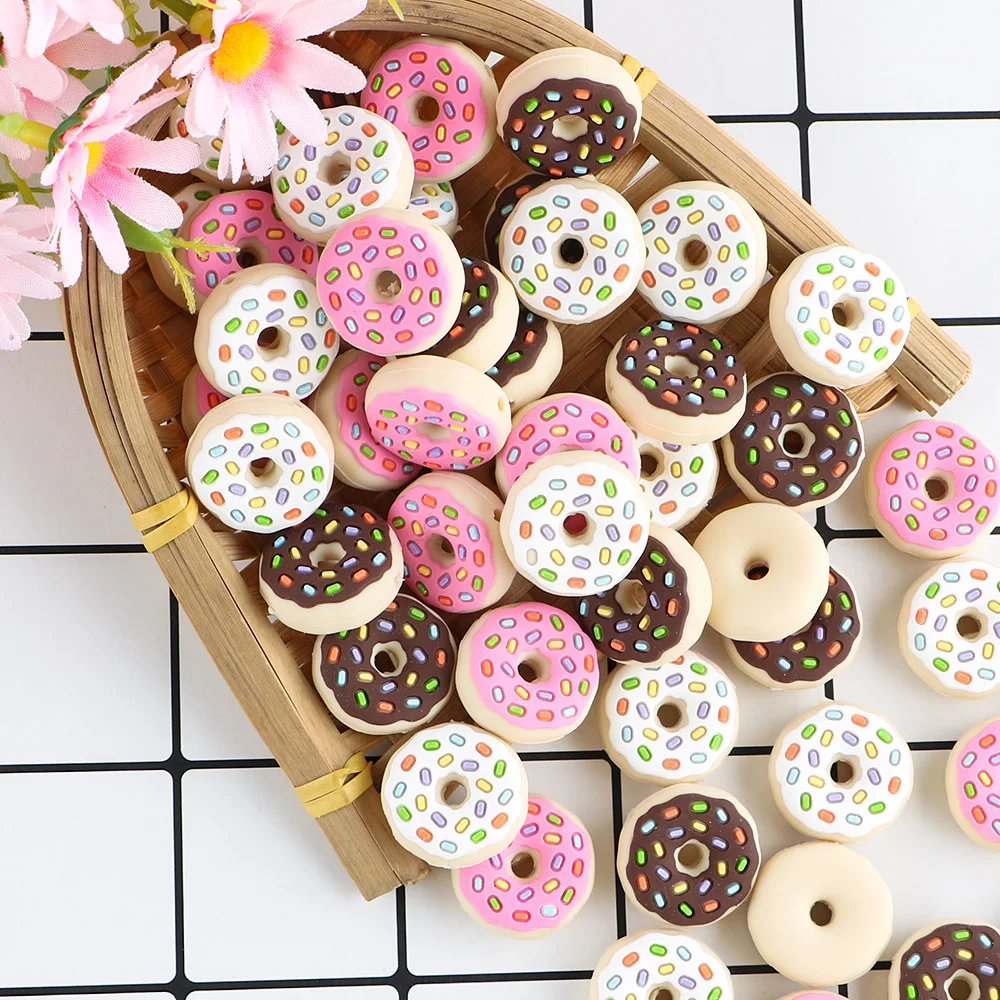

New Mini Donut Silicone Beads 5/10Pcs For Jewelry Making Bulk Beads To Make Bracelets DIY Pacifier Chain Jewelry Accessories